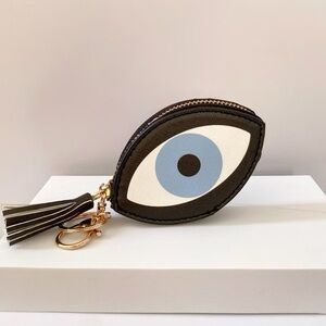 Evil eye coin purse with tassel keychain